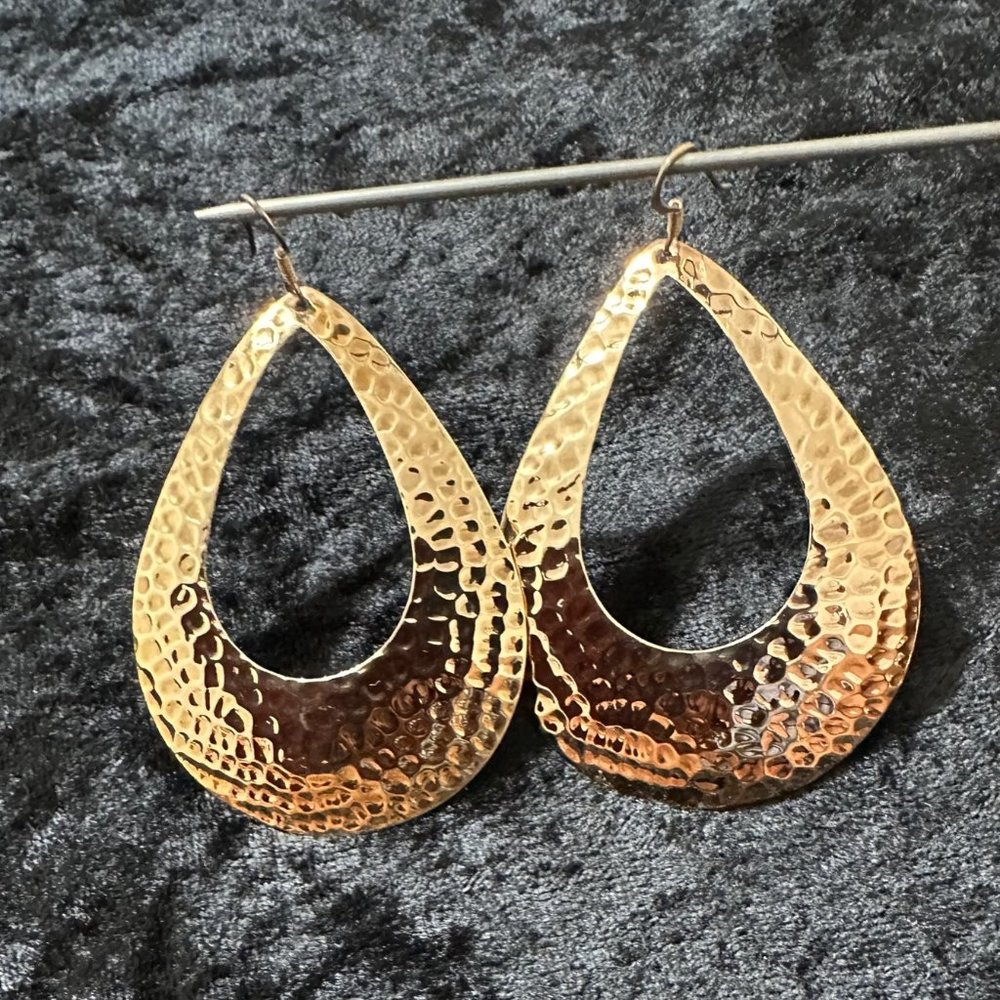 925 Sterling Copper-Colored Hammered Earrings